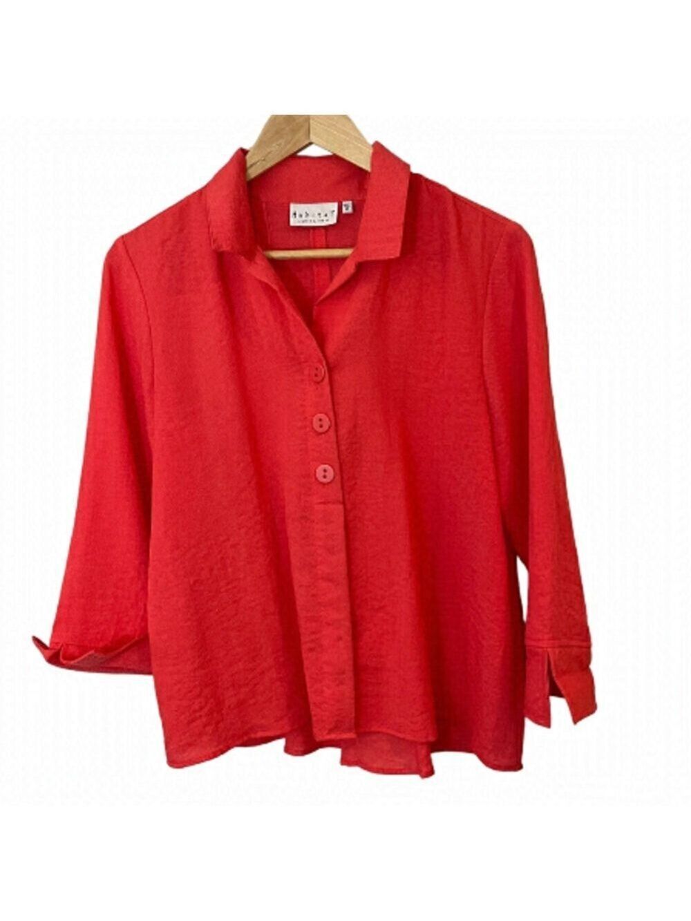 Habitat Button Front Blouse XS Red Pink Oversized Casual Lightweight Shirt Top